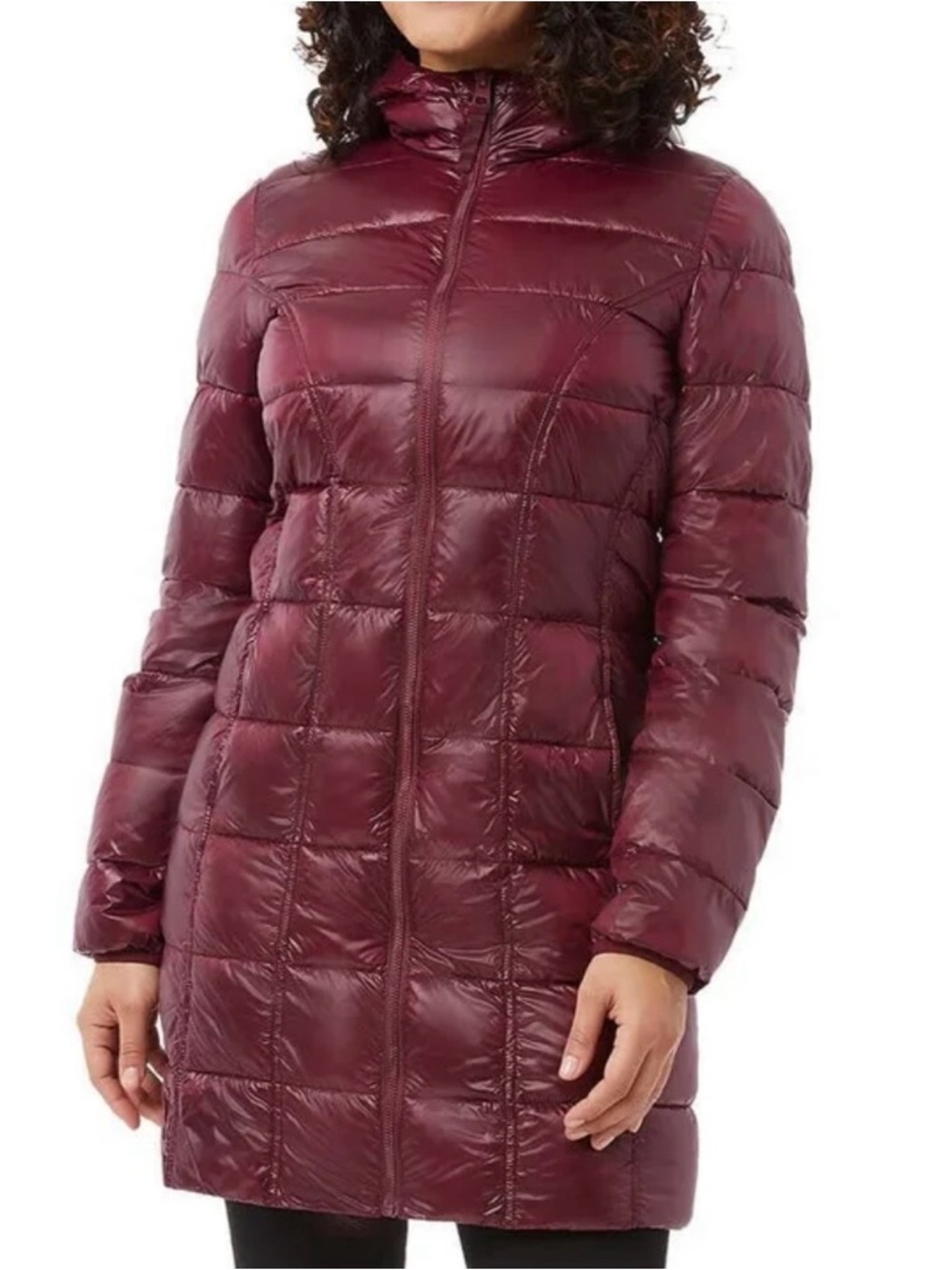 Aventure Women's Long Quilted Puffer Coat - Burgundy brand New size M